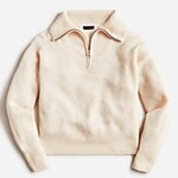 J.Crew Relaxed Half-zip Stretched Sweater XS Cream - Picture 7 of 7